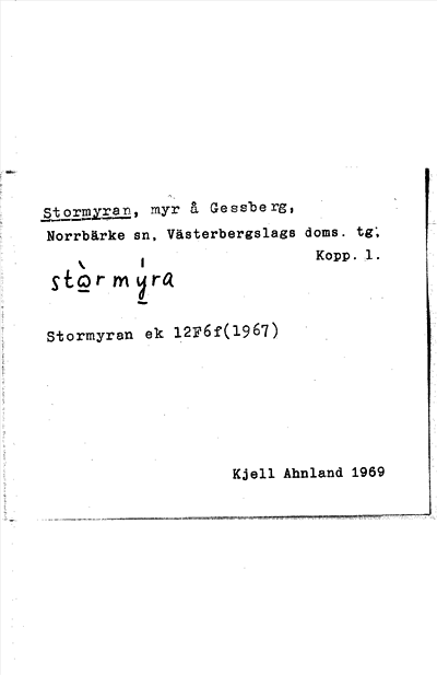 Bild på arkivkortet för arkivposten Stormyran