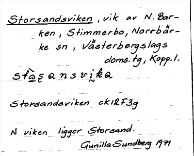 Bild på arkivkortet för arkivposten Storsandsviken