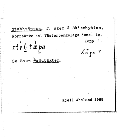 Bild på arkivkortet för arkivposten Stubbtäppan