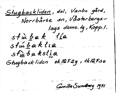 Bild på arkivkortet för arkivposten Stugbackliden