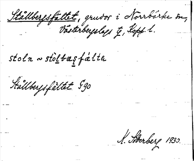 Bild på arkivkortet för arkivposten Stållbergsfältet
