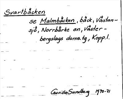Bild på arkivkortet för arkivposten Svartbäcken, se Malmbäcken