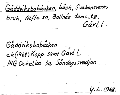 Bild på arkivkortet för arkivposten Gäddviksbobäcken