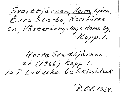 Bild på arkivkortet för arkivposten Svarttjärnen, Norra