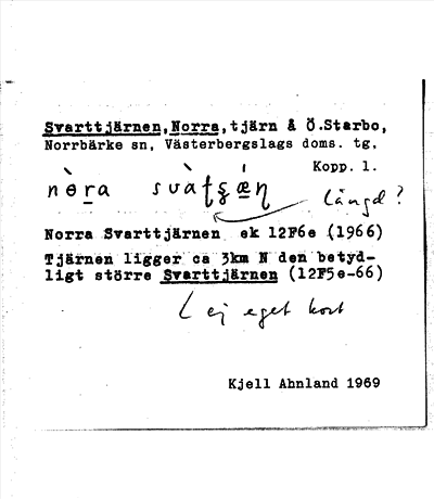 Bild på arkivkortet för arkivposten Svarttjärnen, Norra