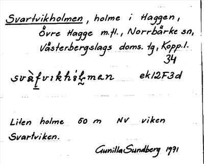 Bild på arkivkortet för arkivposten Svartvikholmen