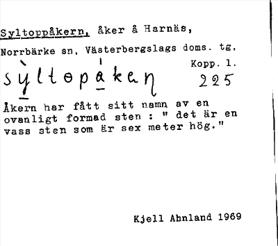 Bild på arkivkortet för arkivposten Syltoppåkern