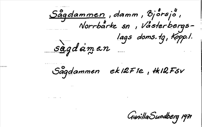 Bild på arkivkortet för arkivposten Sågdammen