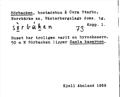 Bild på arkivkortet för arkivposten Sörbacken