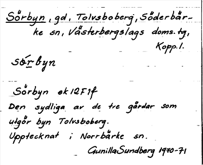 Bild på arkivkortet för arkivposten Sörbyn