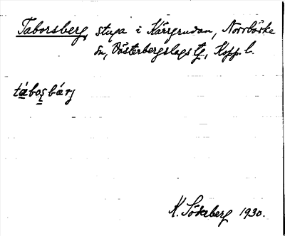 Bild på arkivkortet för arkivposten Taborsberg