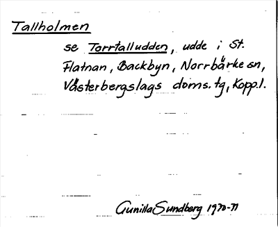 Bild på arkivkortet för arkivposten Tallholmen, se Torrtalludden