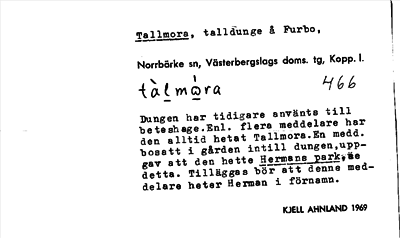 Bild på arkivkortet för arkivposten Tallmora