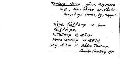 Bild på arkivkortet för arkivposten Talltorp, Norra