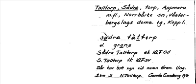 Bild på arkivkortet för arkivposten Talltorp, Södra