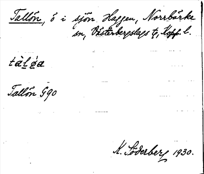 Bild på arkivkortet för arkivposten Tallön