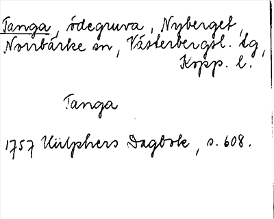 Bild på arkivkortet för arkivposten Tanga