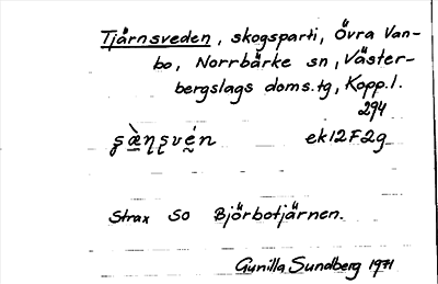 Bild på arkivkortet för arkivposten Tjärnsveden