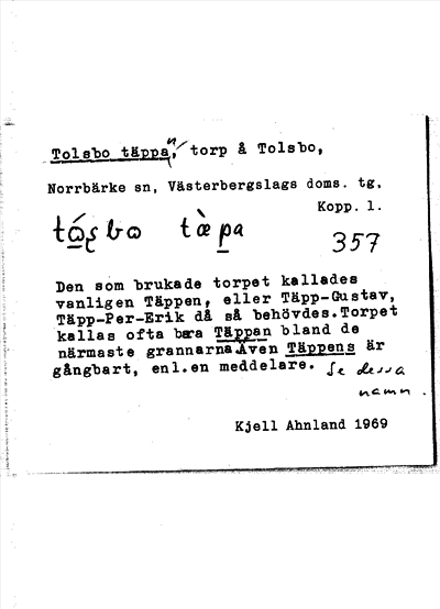 Bild på arkivkortet för arkivposten Tolsbo täppan