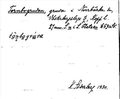 Bild på arkivkortet för arkivposten Tornbogruvan