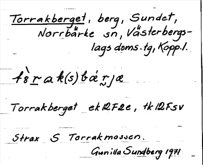Bild på arkivkortet för arkivposten Torrakberget