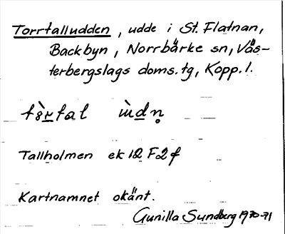 Bild på arkivkortet för arkivposten Torrtalludden