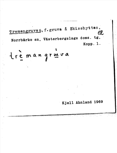 Bild på arkivkortet för arkivposten Tremangruvan