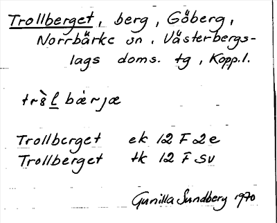 Bild på arkivkortet för arkivposten Trollberget