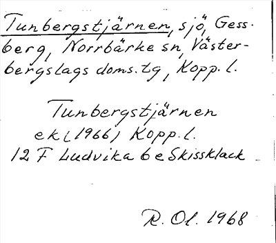 Bild på arkivkortet för arkivposten Tunbergstjärnen