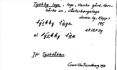 Bild på arkivkortet för arkivposten Tyskby loge