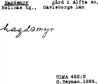Bild på arkivkortet för arkivposten Hagdemyr
