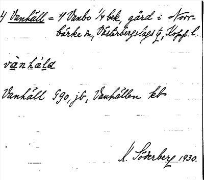Bild på arkivkortet för arkivposten Vanhäll