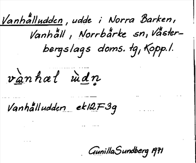 Bild på arkivkortet för arkivposten Vanhälludden
