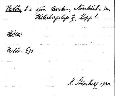 Bild på arkivkortet för arkivposten Vedön