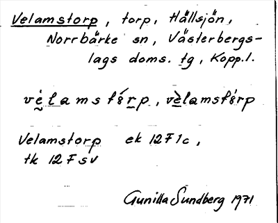 Bild på arkivkortet för arkivposten Velamstorp