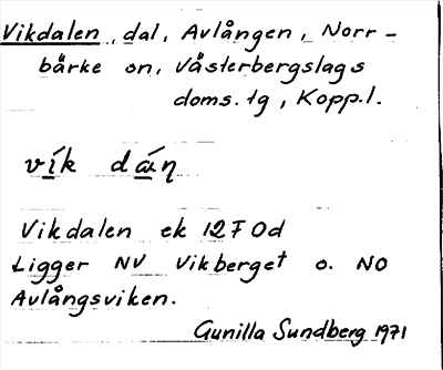 Bild på arkivkortet för arkivposten Vikdalen