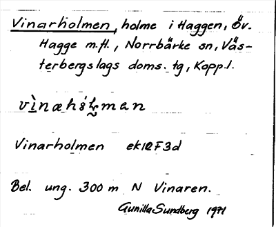 Bild på arkivkortet för arkivposten Vinarholmen