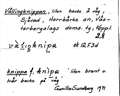 Bild på arkivkortet för arkivposten Vällingknippan