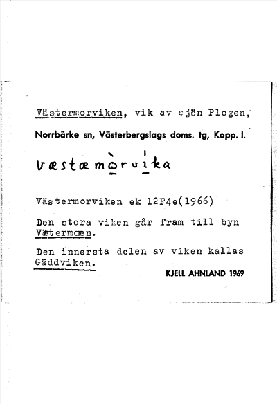 Bild på arkivkortet för arkivposten Västermorviken
