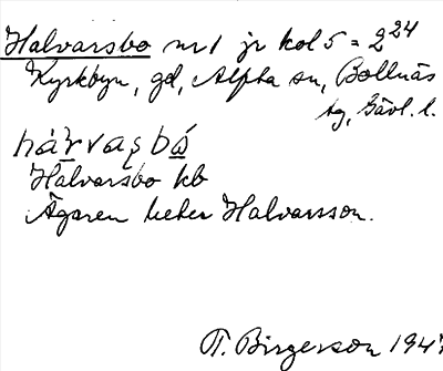 Bild på arkivkortet för arkivposten Halvarsbo