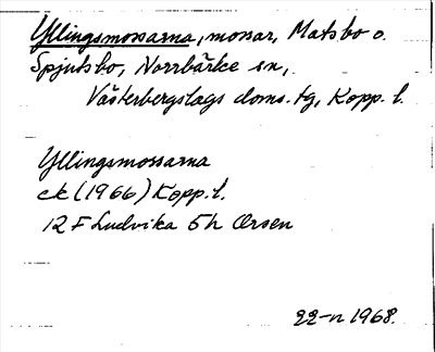 Bild på arkivkortet för arkivposten Yllingsmossarna