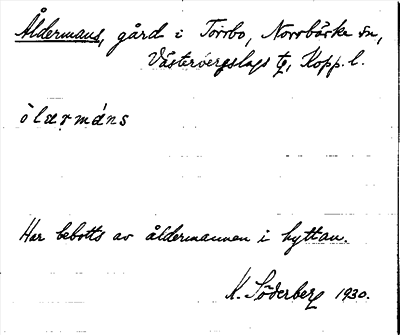 Bild på arkivkortet för arkivposten Åldermans