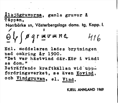 Bild på arkivkortet för arkivposten Ålsjögruvorna