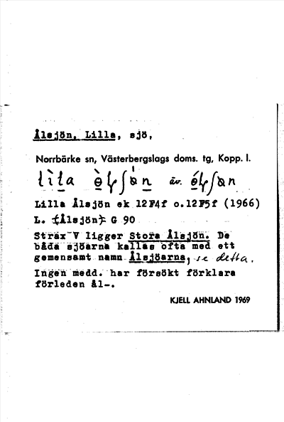 Bild på arkivkortet för arkivposten Ålsjön, Lilla