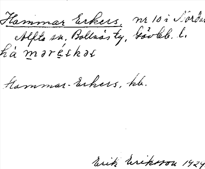 Bild på arkivkortet för arkivposten Hammar Erkers