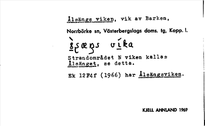 Bild på arkivkortet för arkivposten Ålsängs viken