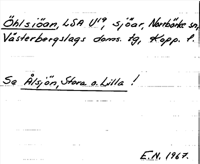 Bild på arkivkortet för arkivposten Öhlsiöan, se Ålsjön, Stora o. Lilla
