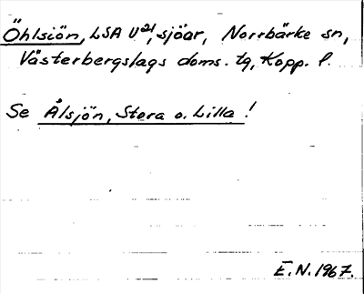 Bild på arkivkortet för arkivposten Öhlsiön, se Ålsjön, Stora o. Lilla