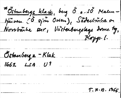 Bild på arkivkortet för arkivposten *Östanbergs klack