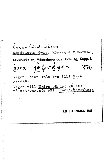 Bild på arkivkortet för arkivposten Övra-Gärd-vägen